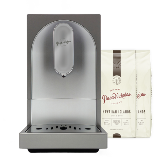 Bean-to-Brew Espresso Machine + Two 12oz Bags of WB Hawaiian Islands!