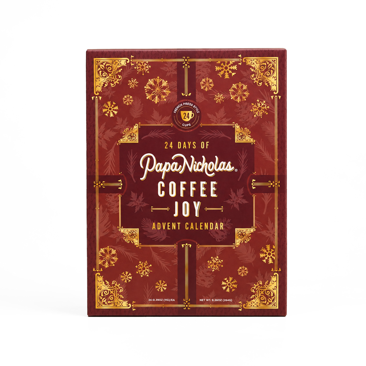 Coffee Joy Advent Calendar box, front cover with holiday design