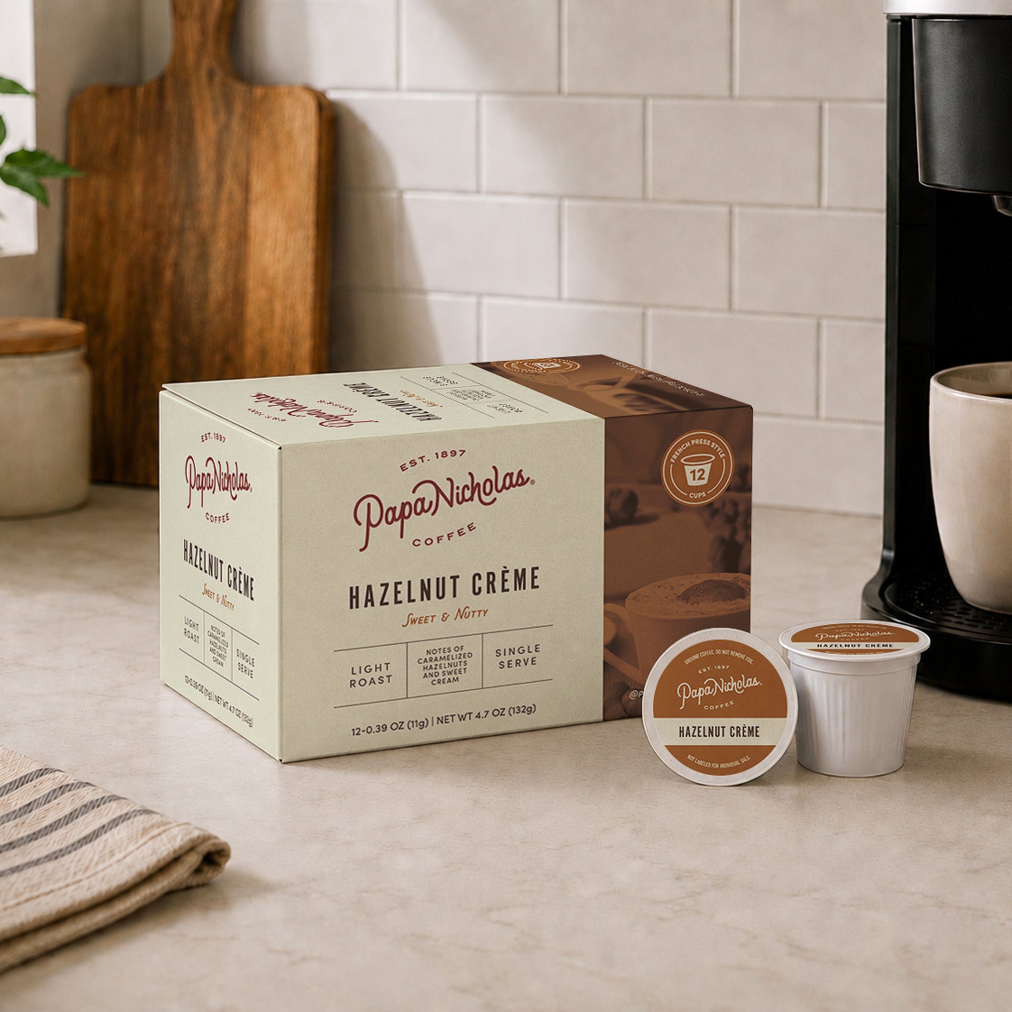 Hazelnut Crème Single-Serve Cups | PapaNicholas Coffee