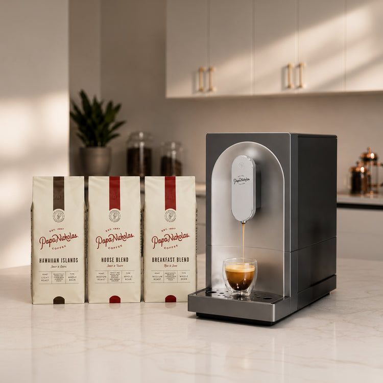 Bean-to-Brew Espresso Machine + Three  12oz Bags of Coffee