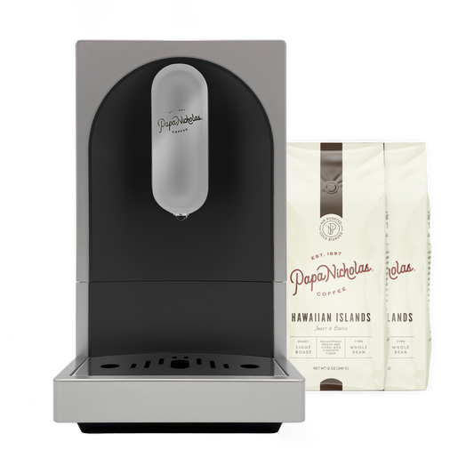 Bean-to-Brew Espresso Machine + Two 12oz Bags of WB Hawaiian Islands!