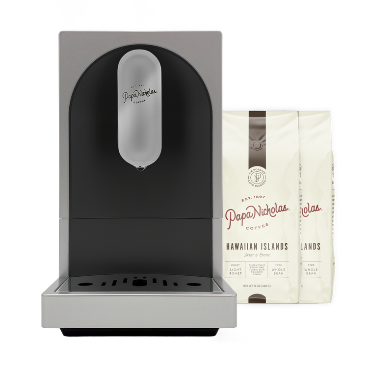 Bean-to-Brew Espresso Machine + Two 12oz Bags of WB Hawaiian Islands!